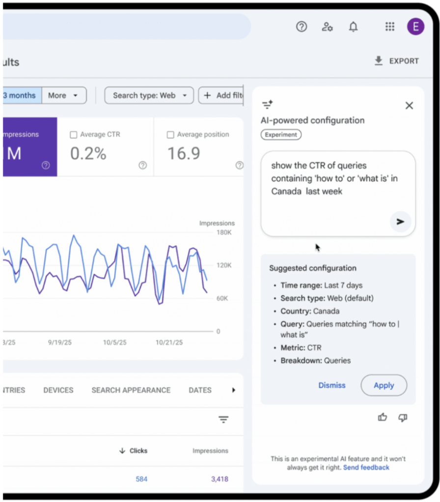 Nouvelle fonctionnalité IA sur la GSC